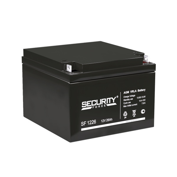 Аккумулятор Security Force SF, 126х175х166 мм (ВхШхГ) 12V/26 Ач, цвет: чёрный, (SF 1226)