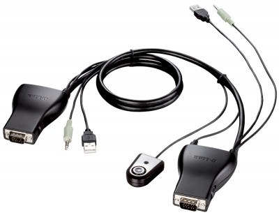 Переключатель KVM D-Link, портов: 2 х VGA D-SUB (HDB-15), 21,5х56х78 мм (ВхШхГ), USB, PS/2