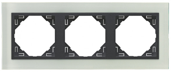 Рамка Efapel Logus90, 3 поста, плоская, универсальная, цвет: стекло/серый, линейка "Стекло" (90930 TCS)