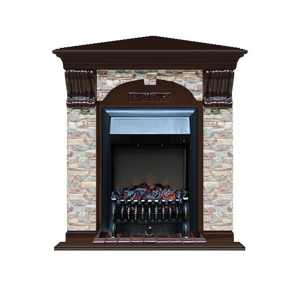 Электрокамин с классическим очагом 2D Glenrich Арочный угловой (Fobos BL,BR) камень-Грот цветной/цвет-Дуб 46