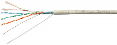 Кабель витая пара Cabeus, F/UTP, 4 пар., кат. 5е, проводник Ø 0,16мм, AWG26, LSZH (нг(A)-HF), 100МГц, 1м (коробка 305м), тип прокладки: внутри зданий, цвет: серый
