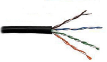 Кабель витая пара Lanmaster, U/UTP, 4 пар., кат. 5е, проводник Ø 0,51мм, AWG24, PVC, 200МГц, 1м (коробка 305м), тип прокладки: внутри зданий, цвет: чёрный