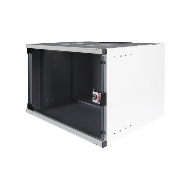 Шкаф телекоммуникационный настенный Lande EURObox, 19", 12U, 592х540х400 мм (ВхШхГ), дверь: стекло, боковая панель: сплошная несъемная, разборный, цвет: серый