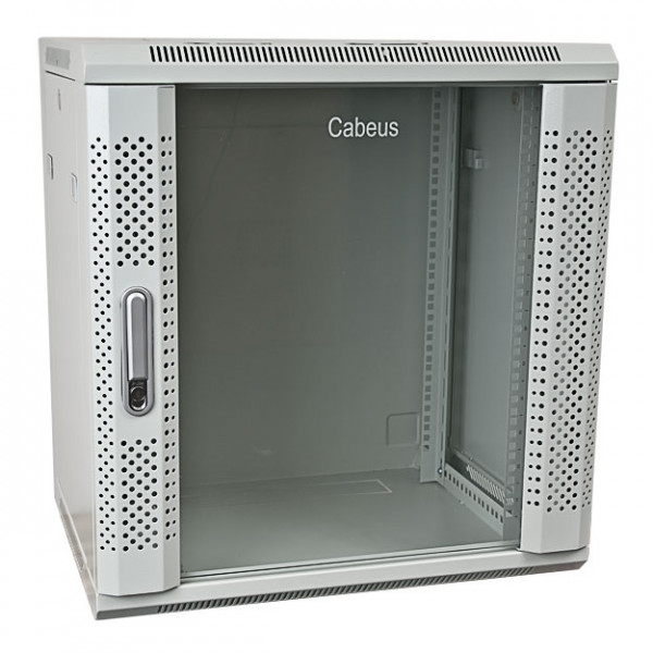 Шкаф телекоммуникационный настенный Cabeus SH-05F, 19", 15U, 769х600х600 мм (ВхШхГ), дверь: стекло, боковая панель: сплошная съемная, сварной, цвет: серый, (съемная панель для крепления шкафа к стене)