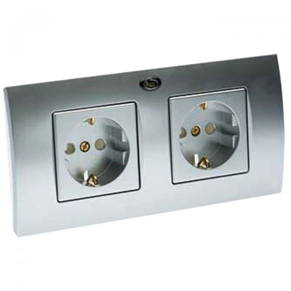 Сетевая розетка Silent Wire Wandeinbaudose 2-fach, двойная, цвет серебро