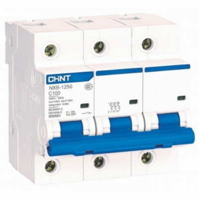 Автоматический выключатель CHINT NXB-125, 3 модуль, C класс, 3P, 100А, 10кА, (CNT.816141)