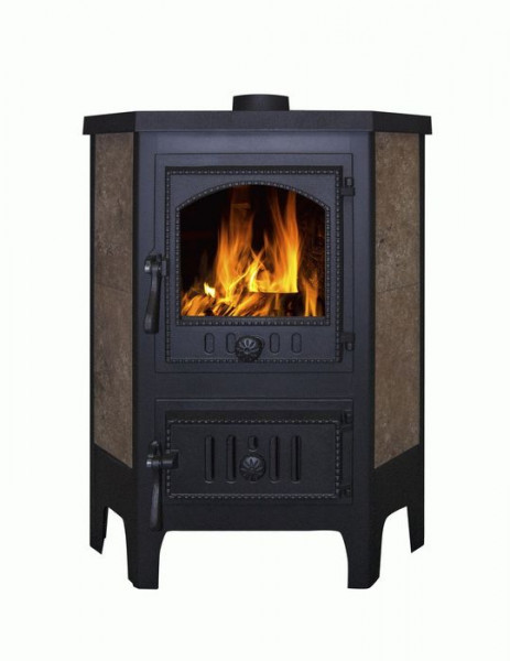 Дровяная печь ЭКОКАМИН БАВАРИЯ УГЛОВАЯ ЧУГУН с плитой