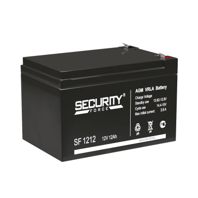 Аккумулятор Security Force SF, 95х98х151 мм (ВхШхГ) 12V/12 Ач, цвет: чёрный, (SF 1212)