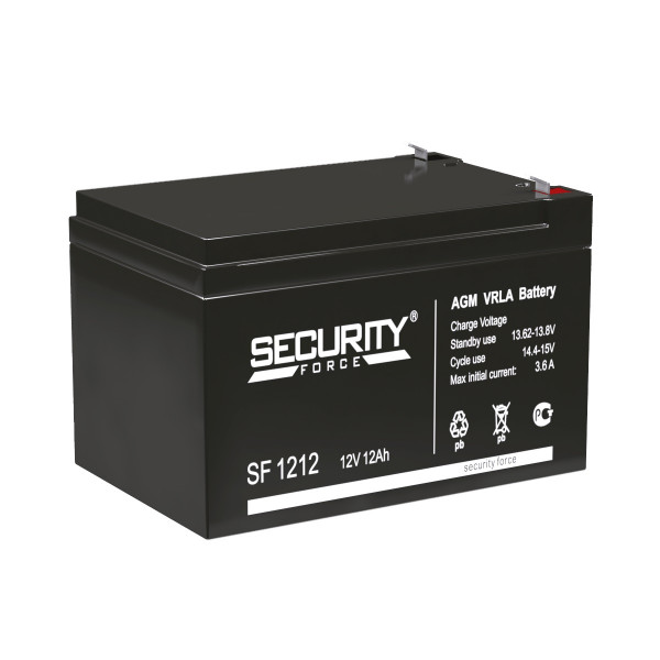 Аккумулятор Security Force SF, 95х98х151 мм (ВхШхГ) 12V/12 Ач, цвет: чёрный, (SF 1212)