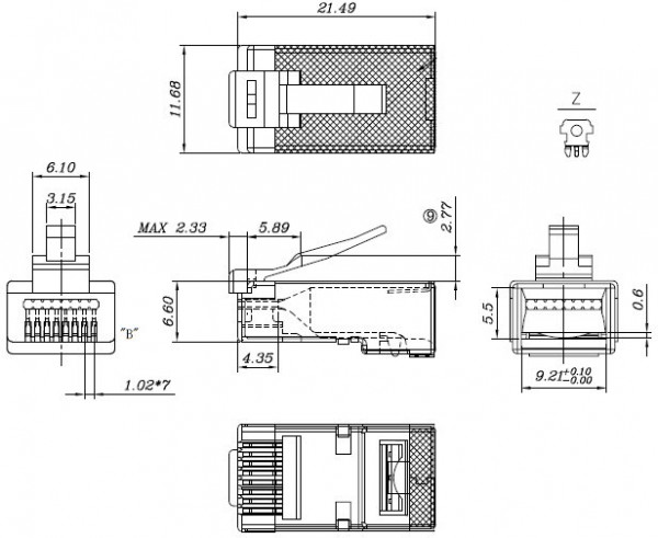Коннектор RJ-45 Hyperline PLEZ-8P8C-U-C6-SH-100