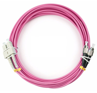 Коммутационный шнур оптический Cabeus Tight Buffer, Duplex FC/SC (UPC/UPC), OM4 50/125, LSZH, Ø 3мм, 25м, цвет: маджента, (FOP-50-OM4-SC-FC-25m)