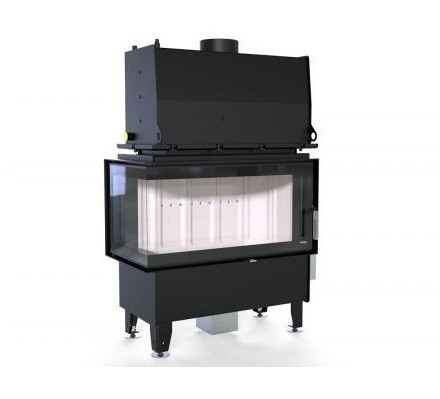 Угловая левая дровяная топка DEFRO HOME RIVA ME BL SHORT, угловое стекло слева, с водяным контуром