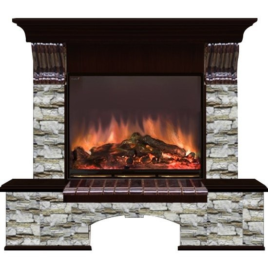 Электрокамин с широким очагом 2D Glenrich Бостон (Arte 23) камень-Алтай/цвет-Венге