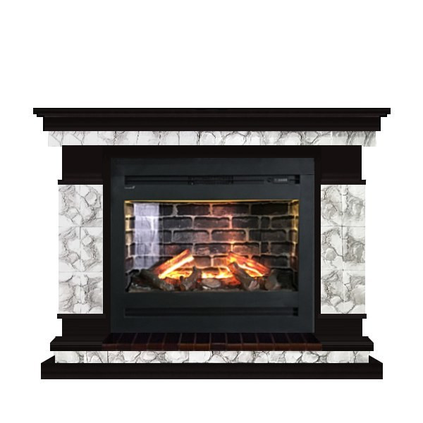 Электрокамин с широким очагом 3D Glenrich Лорд Rumba 3D камень-Карелия/цвет-Венге