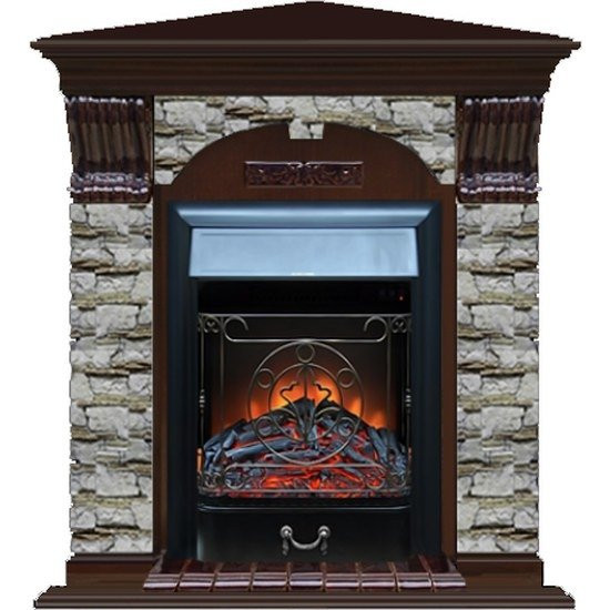 Электрокамин с классическим очагом 2D Glenrich Арочный угловой (Magestic BL,BR) камень-Алтай/цвет-Дуб 46