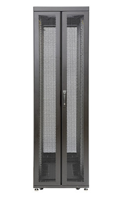 Шкаф серверный напольный Eurolan Rackcenter D9000, 42U, 2044х600х1000 мм (ВхШхГ), дверь: двойная распашная, перфорация, задняя дверь: двойная распашная, перфорация, сварной, цвет: чёрный, (60F-42-6A-97BL)