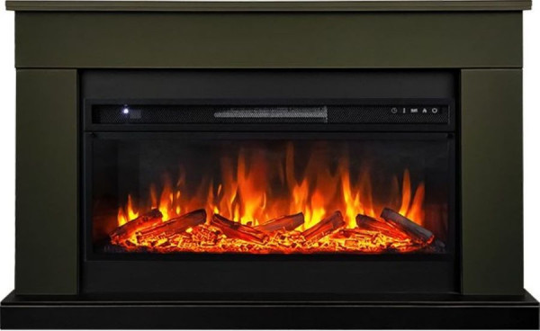 Линейный электрокамин Royal Flame BERGEN темная олива c очагом Vision 42 LOG LED