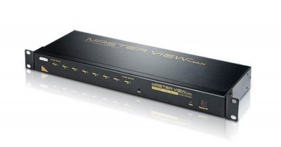Переключатель KVM Aten, портов: 8 х SPDB-15, 45х155х483 мм (ВхШхГ), PS/2, цвет: чёрный