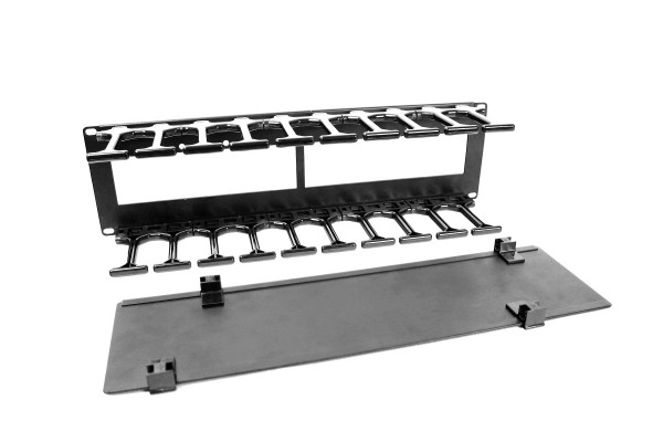 Организатор коммутационных шнуров ЦМО, 19", 3HU, 132,5х482,6х124 мм (ВхШхГ), горизонтальный, с крышкой, для кабеля, цвет: чёрный