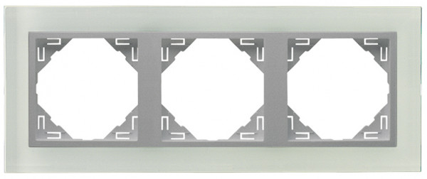 Рамка Efapel Logus90, 3 поста, плоская, универсальная, цвет: стекло/алюминий, линейка "Стекло" (90930 TCA)