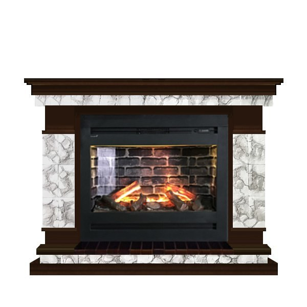 Электрокамин с широким очагом 3D Glenrich Лорд Rumba 3D камень-Карелия/цвет-Дуб 46