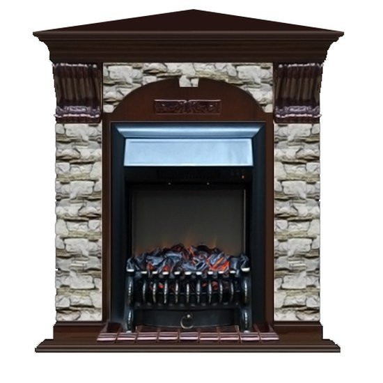 Электрокамин с классическим очагом 2D Glenrich Арочный угловой (Fobos BL,BR) камень-Алтай/цвет-Дуб 46