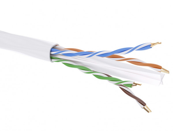 Кабель витая пара DKC, U/UTP, 4 пар., кат. 6, проводник Ø 0,57мм, AWG23, нг(А)-HF, 1м (бухта 305м), сечение проводника 0,257мм2, тип прокладки: внутри зданий, цвет: белый