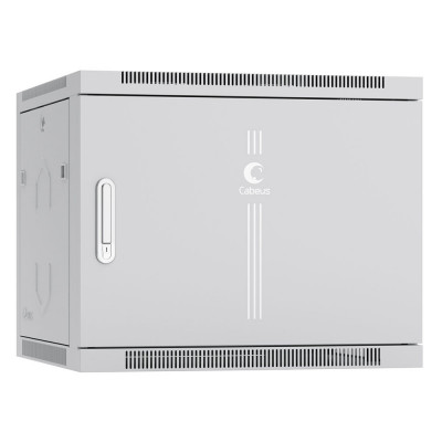 Шкаф телекоммуникационный настенный Cabeus SH-05F, 19", 9U, 501х600х450 мм (ВхШхГ), дверь: металл, боковая панель: сплошная съемная, сварной, цвет: серый, (съемная панель для крепления шкафа к стене)