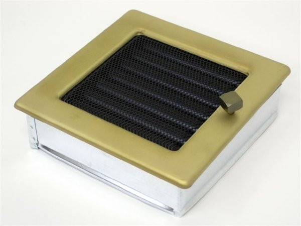 Вентиляционная решетка для камина Kratki 17х17 гальваника под золото с жалюзи 17ZGX