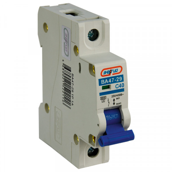 Автоматический выключатель Энергия ВА47-29, 1 модуль, C класс, 1P, 40А, 6кА, (Е0301-0109)