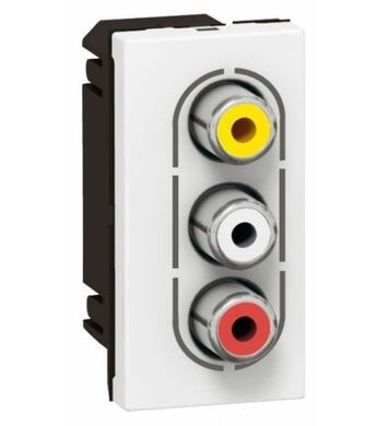 Розетка аудио Legrand Mosaic, 3x RCA, IP41, цвет: белый, (LEG.078754)