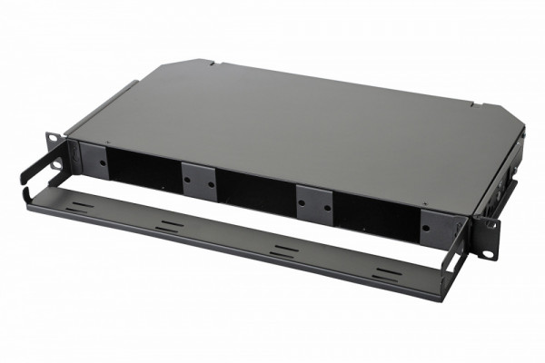 Коммутационная панель ВО Eurolan Q-SLOT, 1HU,  универсальный  невыдвижная, прямая, орг-йзер: предустановлен, цвет: чёрный, 3 слота