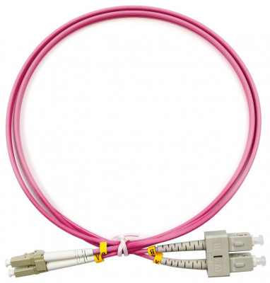 Коммутационный шнур оптический BNH Tight Buffer, Duplex SC/LC (UPC/UPC), OM4 50/125, LSZH, Ø 3мм, 3м, цвет: маджента, (B660.2-LC-SC-OM4-3-LSZH)