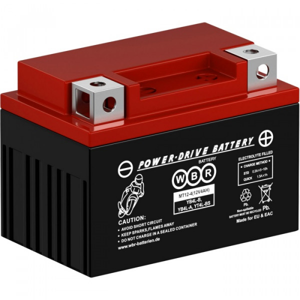 Аккумулятор для ИБП WBR MT, 85х70х113 мм (ВхШхГ),  необслуживаемый свинцово-кислотный,  12V/4 Ач, (MT12-4)