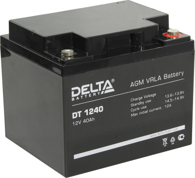 Аккумулятор для ИБП Delta Battery DT, 170х166х198 мм (ВхШхГ),  Необслуживаемый свинцово-кислотный,  12V/40 Ач, цвет: чёрный, (DT 1240)