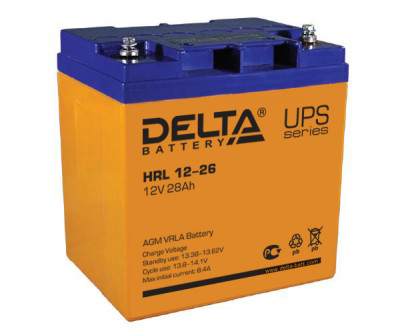 Аккумулятор для ИБП Delta Battery HRL, 175х125х165 мм (ВхШхГ),  необслуживаемый электролитный,  12V/28 Ач, цвет: жёлтый, (HRL 12-26)