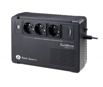 ИБП Systeme Electric Back-Save BV, 400ВА, шнур 1.5 метра, линейно-интерактивный, напольный, 163х245х90 (ШхГхВ), 280V,  однофазный, (BVSE400RS)