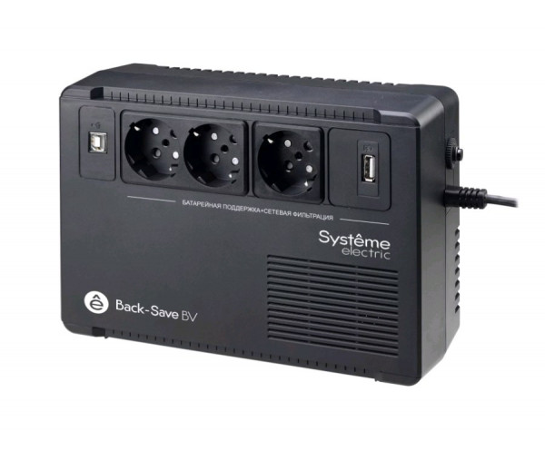 ИБП Systeme Electric Back-Save BV, 400ВА, шнур 1.5 метра, линейно-интерактивный, напольный, 163х245х90 (ШхГхВ), 280V,  однофазный, (BVSE400RS)