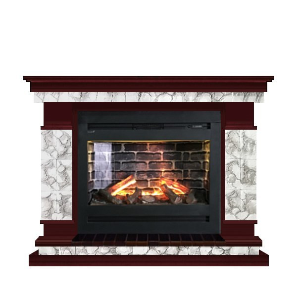 Электрокамин с широким очагом 3D Glenrich Лорд Rumba 3D камень-Карелия/цвет-Красное дерево
