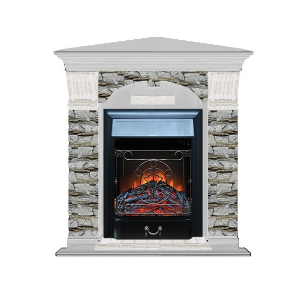 Электрокамин с классическим очагом 2D Glenrich Арочный угловой (Magestic BL,BR) камень-Алтай/цвет-Беленный дуб