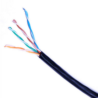 Кабель витая пара Datarex, U/UTP, 4 пар., кат. 5е, проводник Ø 0,91мм, AWG24, PE, 100МГц, 1м (коробка 305м), тип прокладки: снаружи зданий, цвет: чёрный