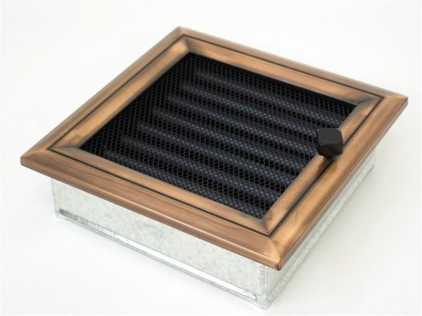 Вентиляционная решетка для камина Kratki 17х17 Оскар медь с жалюзи 17OMX