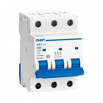 Автоматический выключатель CHINT NB1-63, 3 модуль, C класс, 3P, 25А, 6кА, (CNT.179703)