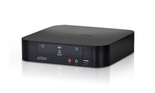 Переключатель KVM Aten, портов: 2, 44,7х197х197 мм (ВхШхГ), USB, цвет: чёрный