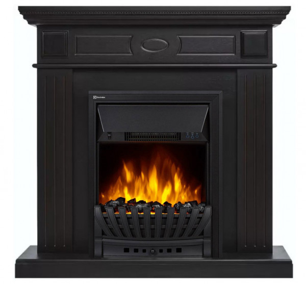 Электрокамин с классическим очагом 2D Electrolux EFP/P-1020LS с порталом Firelight Bianco Classic черная эмаль