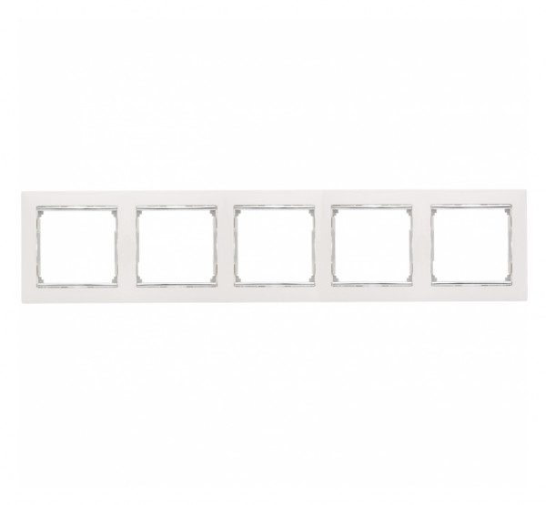 Рамка Legrand Valena, 5 постов, 82х366 мм (ВхШ), плоская, горизонтальная, цвет: белый/серебряный штрих (LEG.770495)
