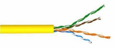 Кабель витая пара Lanmaster, U/UTP, 4 пар., кат. 5е, проводник Ø 0,51мм, AWG24, PVC, 200МГц, 1м (коробка 305м), тип прокладки: внутри зданий, цвет: жёлтый