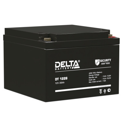 Аккумулятор для ИБП Delta Battery DT, 126х175х167 мм (ВхШхГ),  Необслуживаемый свинцово-кислотный,  12V/26 Ач, цвет: чёрный, (DT 1226)