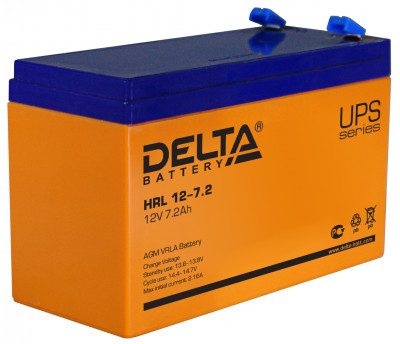 Аккумулятор для ИБП Delta Battery HRL, 100х65х151 мм (ВхШхГ),  необслуживаемый электролитный,  12V/7,2 Ач, цвет: жёлтый, (HRL 12-7.2)