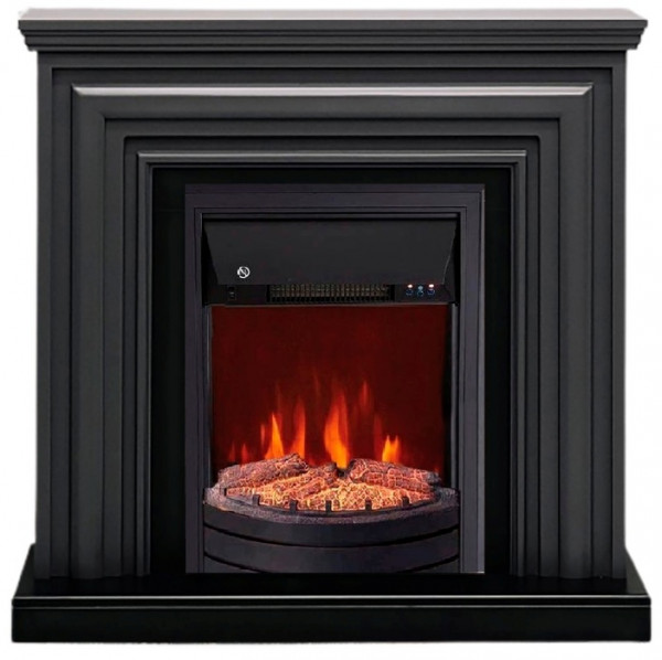 Электрокамин с классическим очагом 2D Elekam Vakanda графит грей с черным с очагом Spark